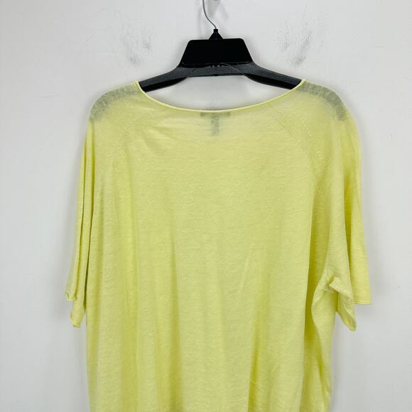 Eileen Fisher Organic Linen Jersey Tee Shirt Top Citrus Yellow Relaxed XL NWT - Picture 7 of 7